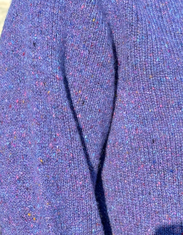 purple donegal tweed turtle neck sweater