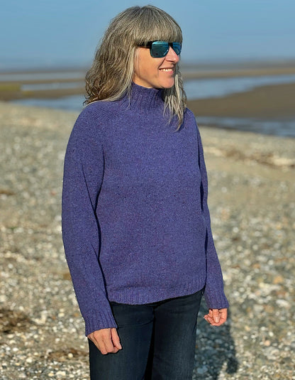 purple donegal tweed turtle neck sweater