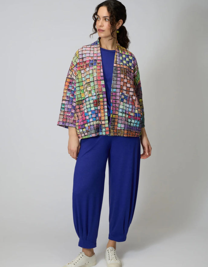 quilted jersey jacket in rainbow tile effect