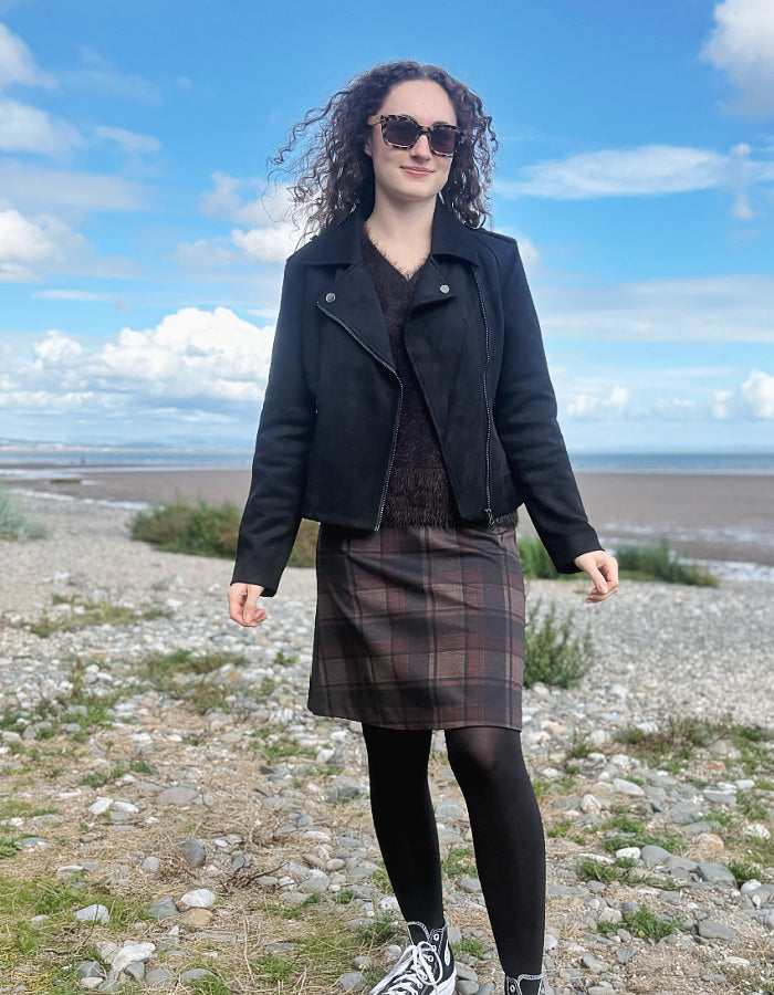 aviator style vegan suede black jacket