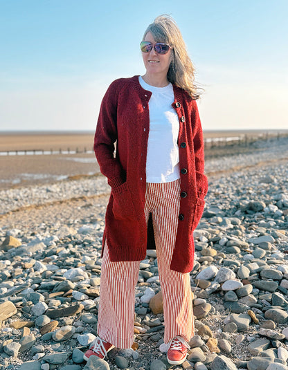 Fisherman out of Ireland Donegal Tweed Cardigan in Robbin