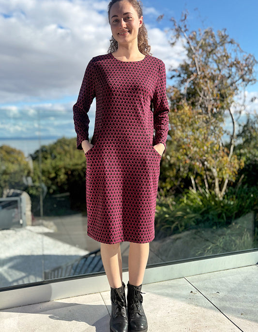 Pomodoro Jacquard Dress in Blue & Red