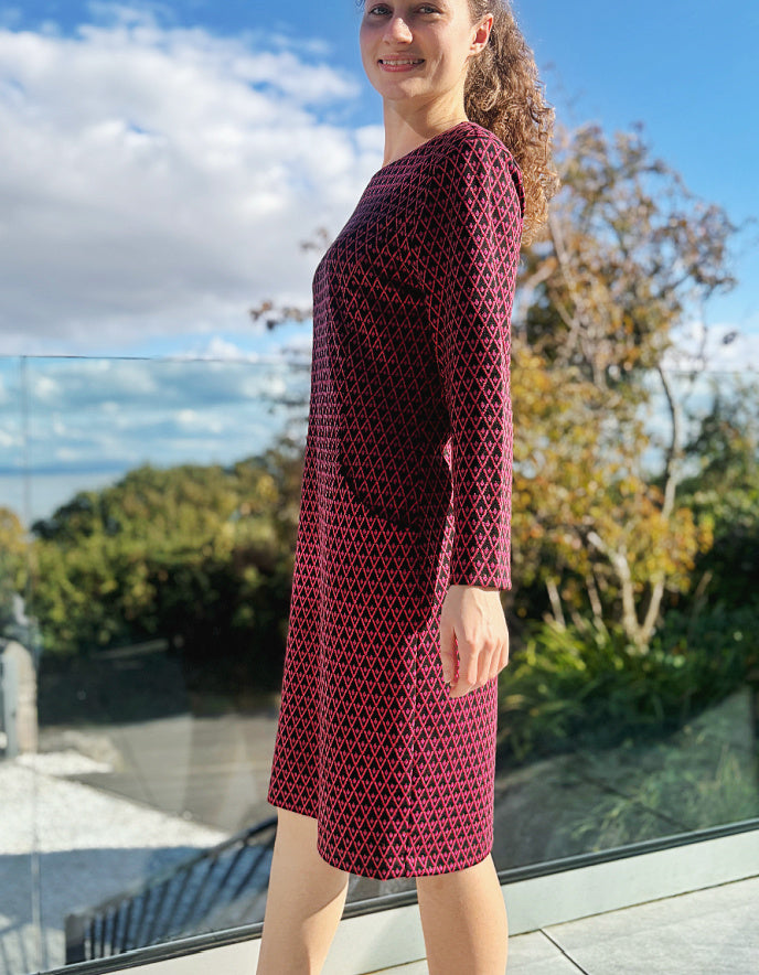Pomodoro Jacquard Dress in Blue & Red