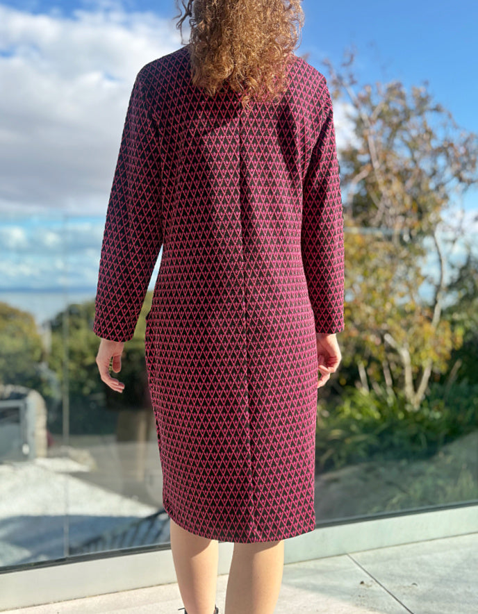 Pomodoro Jacquard Dress in Blue & Red