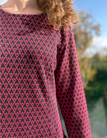 Pomodoro Jacquard Dress in Blue & Red
