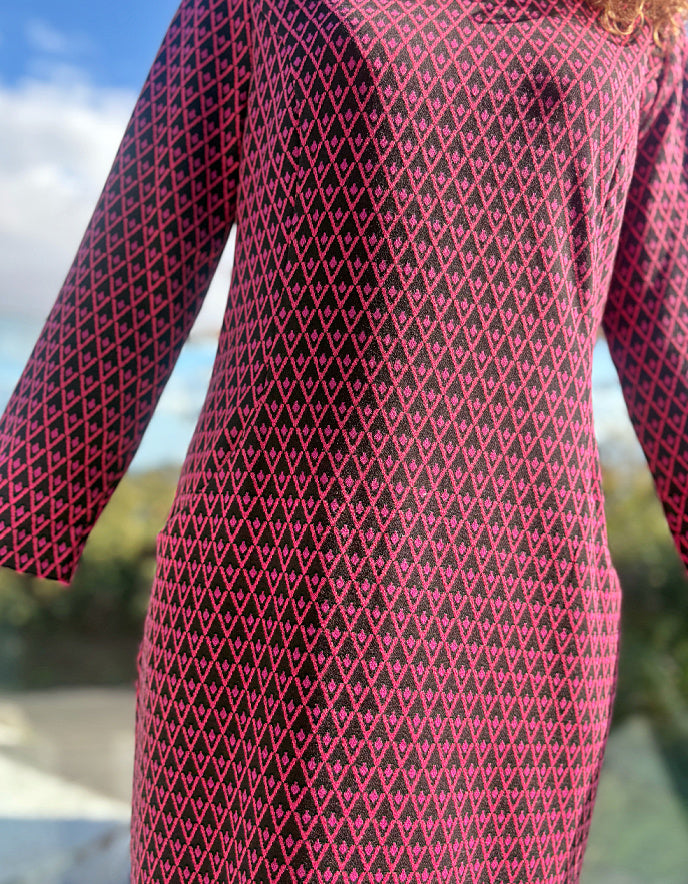 Pomodoro Jacquard Dress in Blue & Red