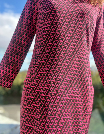 Pomodoro Jacquard Dress in Blue & Red