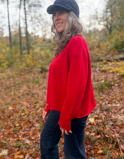 Ochre Pea Jumper in Red Cashmere & Lambswool
