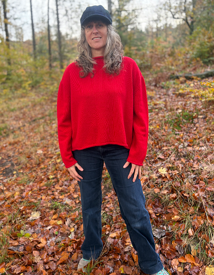 Ochre Pea Jumper in Red Cashmere & Lambswool