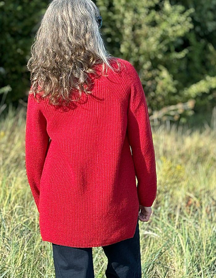 Dunque Ribbed Tunic Jumper in Winter Red