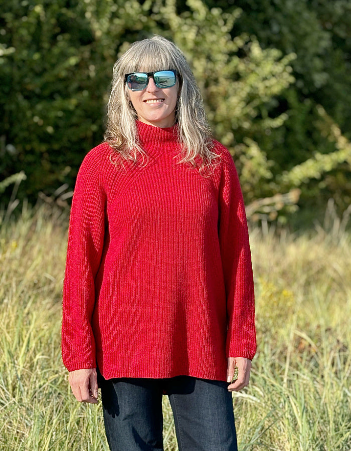 Dunque Ribbed Tunic Jumper in Winter Red