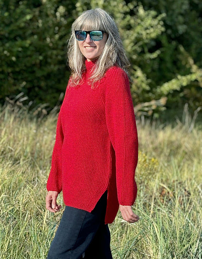 Dunque Ribbed Tunic Jumper in Winter Red