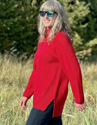 Dunque Ribbed Tunic Jumper in Winter Red