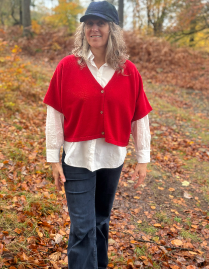 Ochre Nano Boxy Waistcoat in Red Cashmere & Lambswool