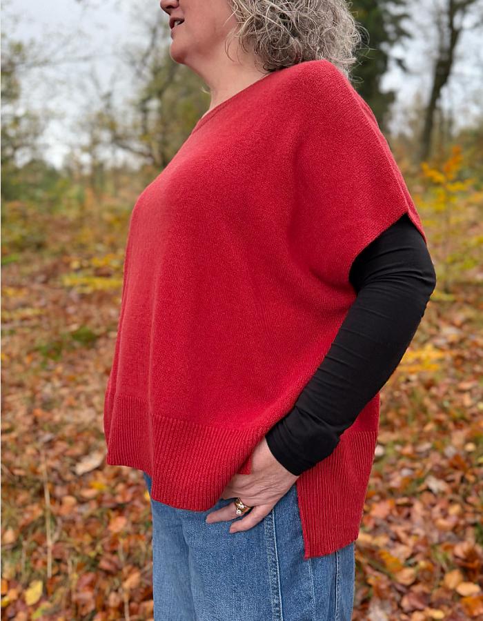 Ochre Siggy Oversized Tank in Rusty Red Cashmere & Lambswool