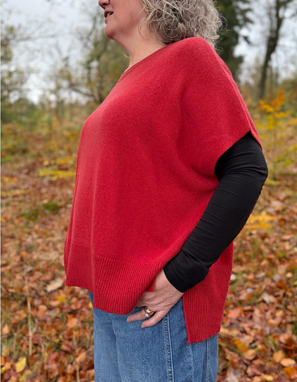 Ochre Siggy Oversized Tank in Rusty Red Cashmere & Lambswool