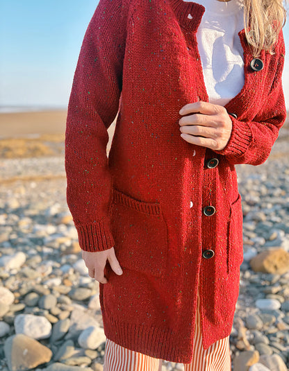 Fisherman out of Ireland Donegal Tweed Cardigan in Robbin