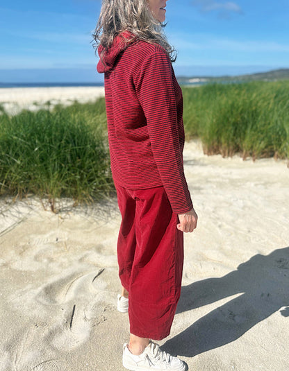 Cut Loose Striped Hoody in Maraschino