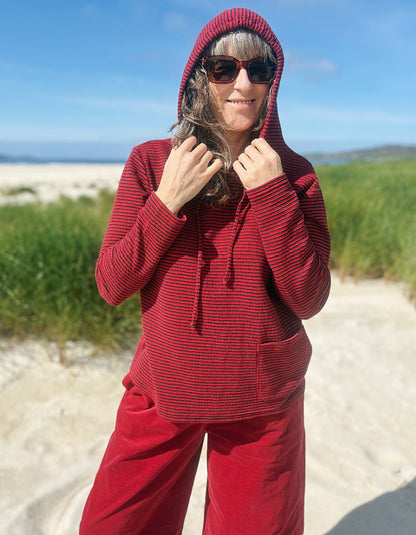 Cut Loose Striped Hoody in Maraschino