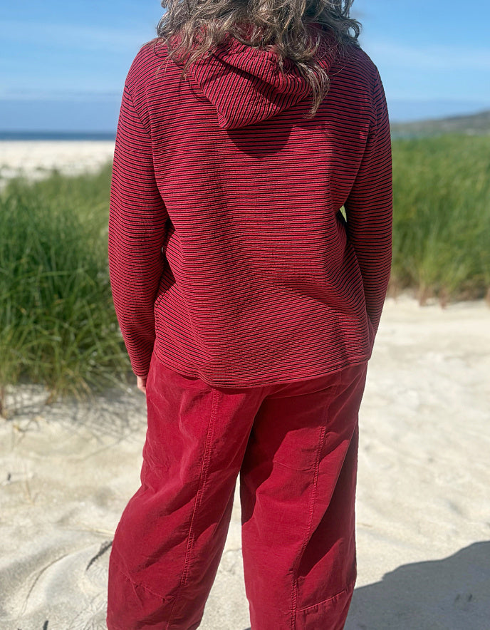 Cut Loose Striped Hoody in Maraschino