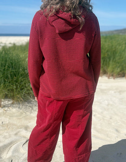 Cut Loose Striped Hoody in Maraschino