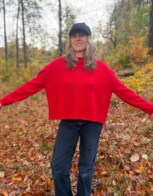 Ochre Pea Jumper in Red Cashmere & Lambswool