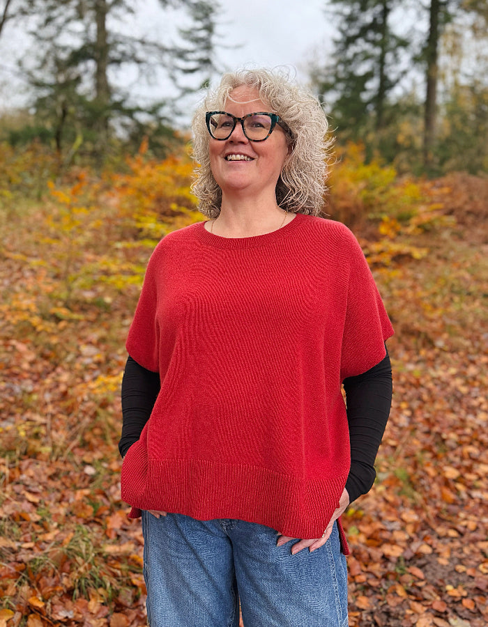 Ochre Siggy Oversized Tank in Rusty Red Cashmere & Lambswool