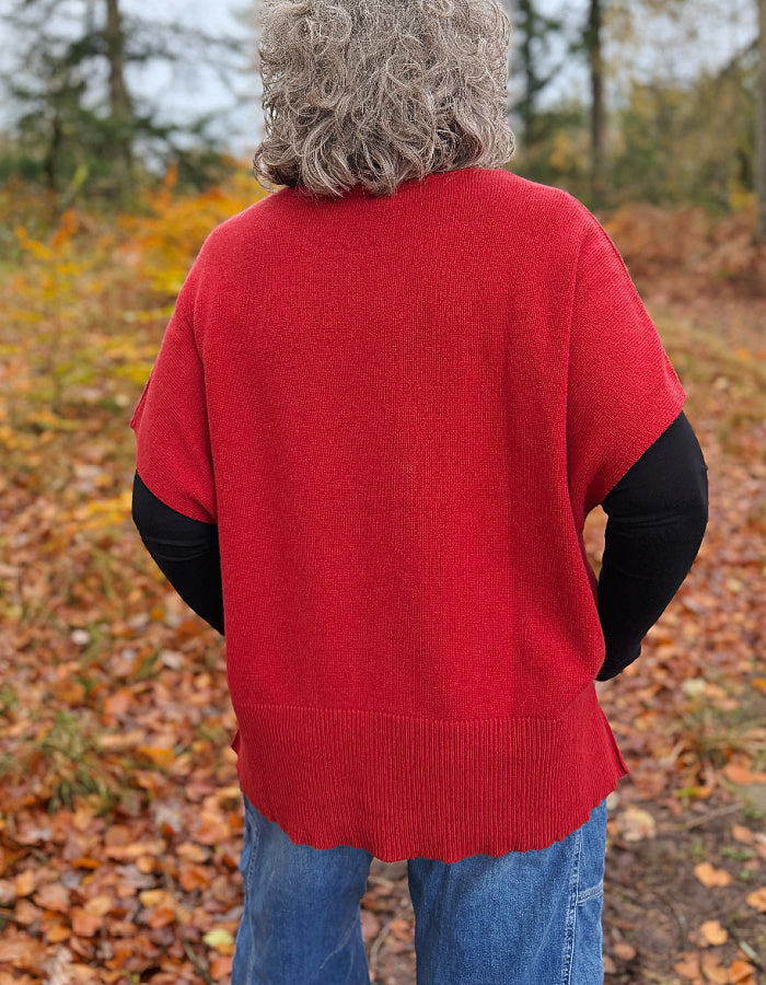Ochre Siggy Oversized Tank in Rusty Red Cashmere & Lambswool