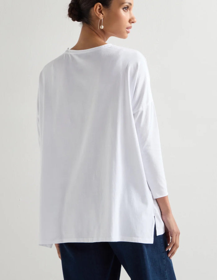 Sahara Cotton Jersey Relaxed Top in White