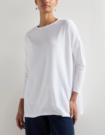 Sahara Cotton Jersey Relaxed Top in White