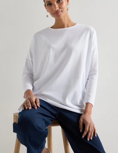 Sahara Cotton Jersey Relaxed Top in White