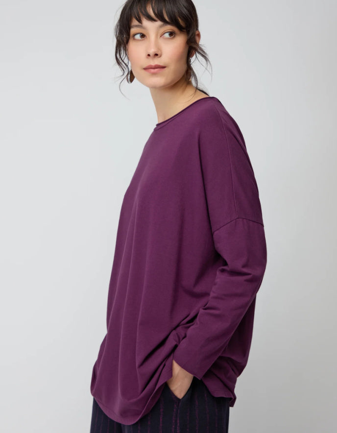 Sahara Cotton Jersey Relax Top in Plum