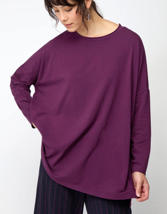 Sahara Cotton Jersey Relax Top in Plum