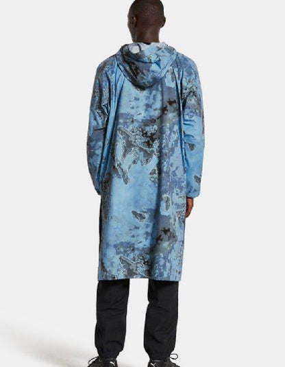 unisex waterproof windproof over the head parka raincoat with seascape print, lightweight and packable