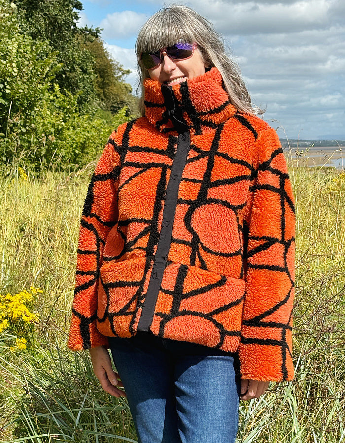 Luukaa Reversible Orange Sherpa Swing Coat