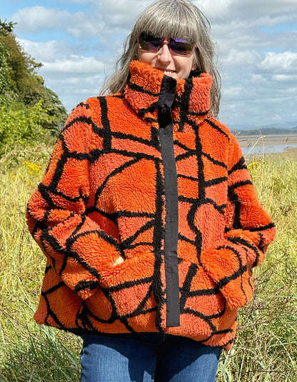 Luukaa Reversible Orange Sherpa Swing Coat