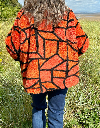 Luukaa Reversible Orange Sherpa Swing Coat