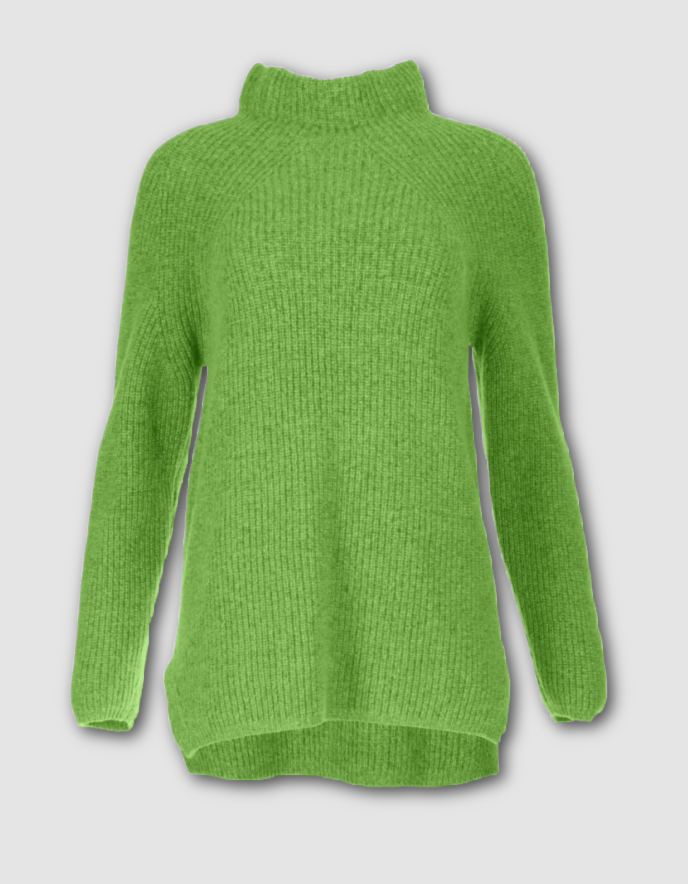 Green sweater on a light gray background