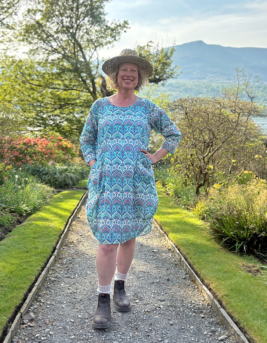 Nila Rubia Roshan Tunic in Aqua Fan Print