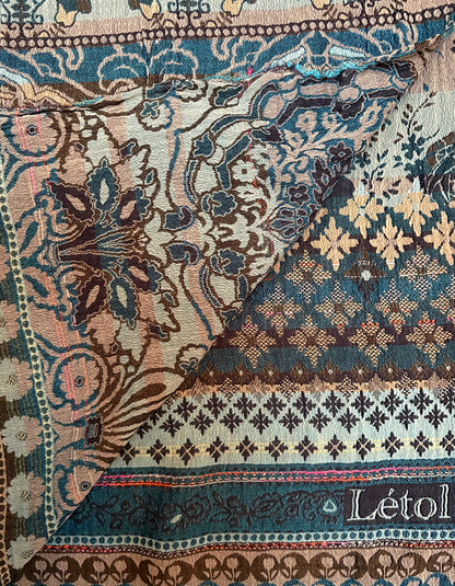 Letol Jacquard Scarf Anoushka in Turquoise Hiver