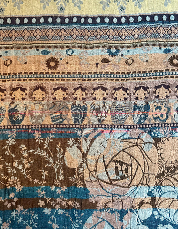 Letol Jacquard Scarf Anoushka in Turquoise Hiver