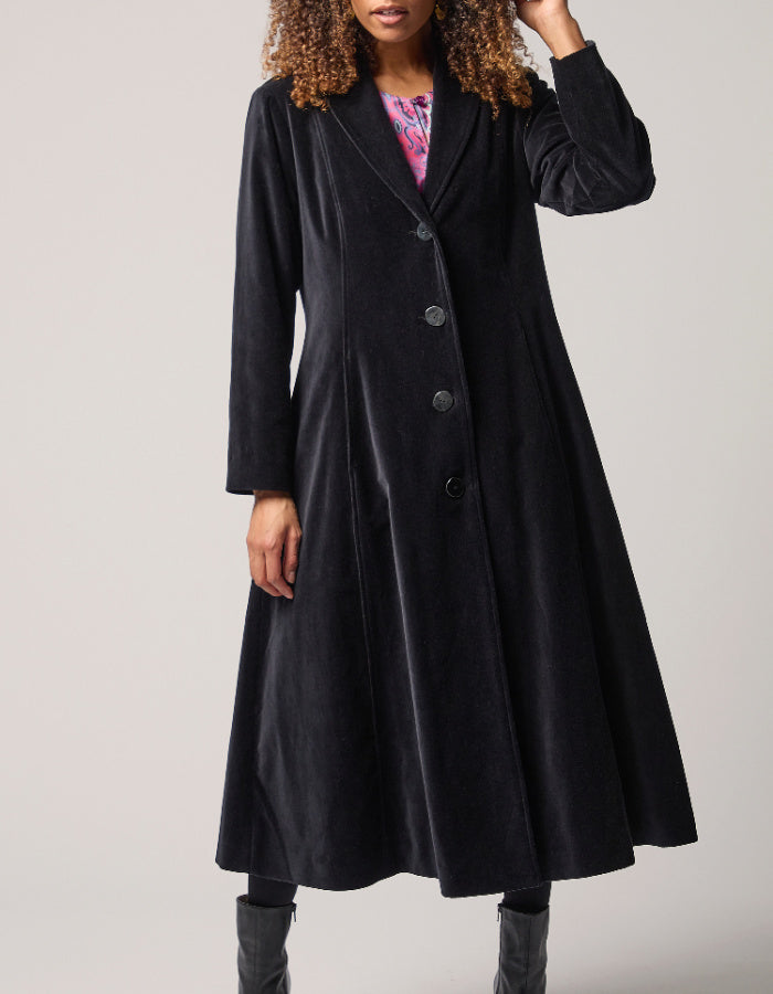 Sahara Print Lined Cotton Velvet Coat