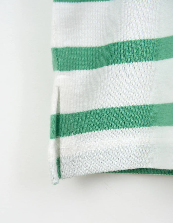 green and white striped cotton short sleeve t shirt