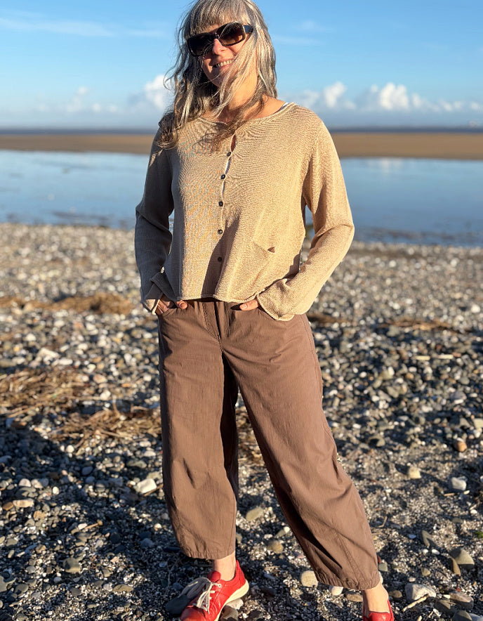 sandy linen knit summer boxy fit cardigan