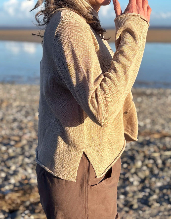 sandy linen knit summer boxy fit cardigan