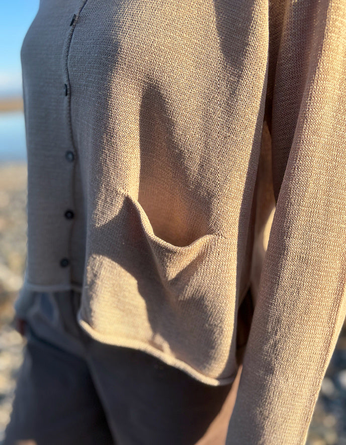 sandy linen knit summer boxy fit cardigan