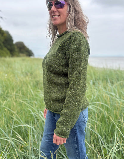 Fisherman out of Ireland Donegal Tweed Roll Neck Sweater in Shamrock