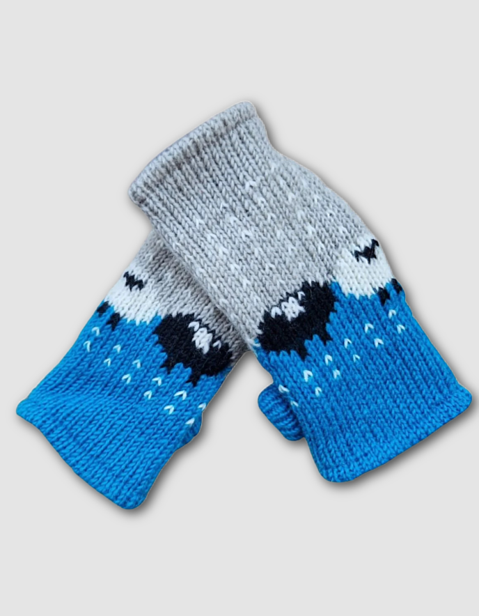 From the Source Sheep Wrist Warmers in Aqua