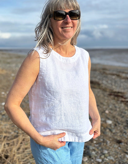 white linen tank top