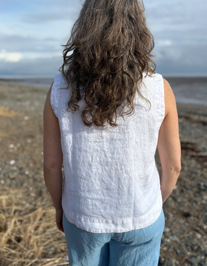 white linen tank top